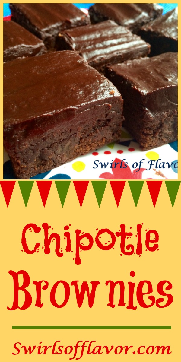 With a creamy chocolate ganache on top and a hint of spice inside Chipotle Brownies will be the grand finale at your Cinco de Mayo fiesta! homemade brownies | easy recipe | cinco de Mayo | dessert | chipotle | ganache | #swirlsofflavor | party
