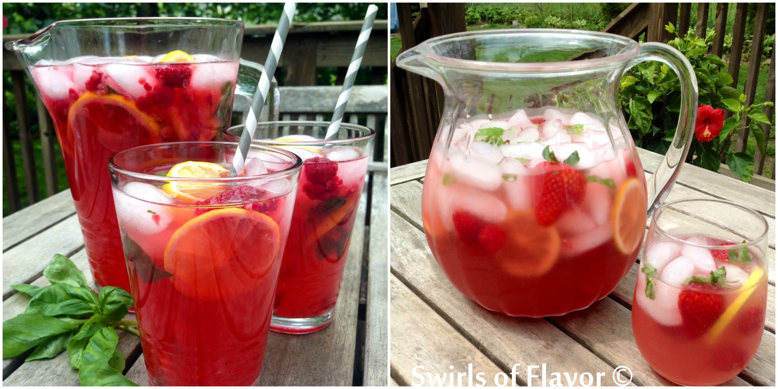 Raspberry Basil Lemonade and Berry Pink Lemonade Prosecco Punch