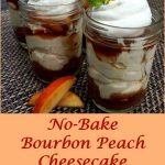 Bourbon Peach Cheesecake Mousse in a Jar has a pecan graham crust and Bourbon peaches with a no-bake cheesecake mousse, giving it a southern flair. An easy to make summer dessert recipe, this award winning recipe will be a winner on your table too! peach | summer | fruit | no bake | dessert | cheesecake | mason jar | easy recipe | award winning | #swirlsofflavor