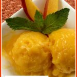 Two scoops of mango sorbet