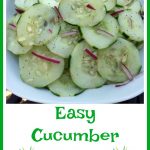 Cucumber Salad combines the crunch of fresh cucumbers with a light and tangy homemade vinaigrette and a hint of red onion making it the perfect side dish recipe on a warm summer evening.