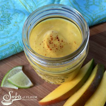 Chipotle Mango Vinaigrette is a sweet yet tangy creamy homemade salad dressing with just a hint of spice. Juicy sweet mango combines with key lime juice and honey for a fresh summery flavor combination that will dance on your taste buds.
