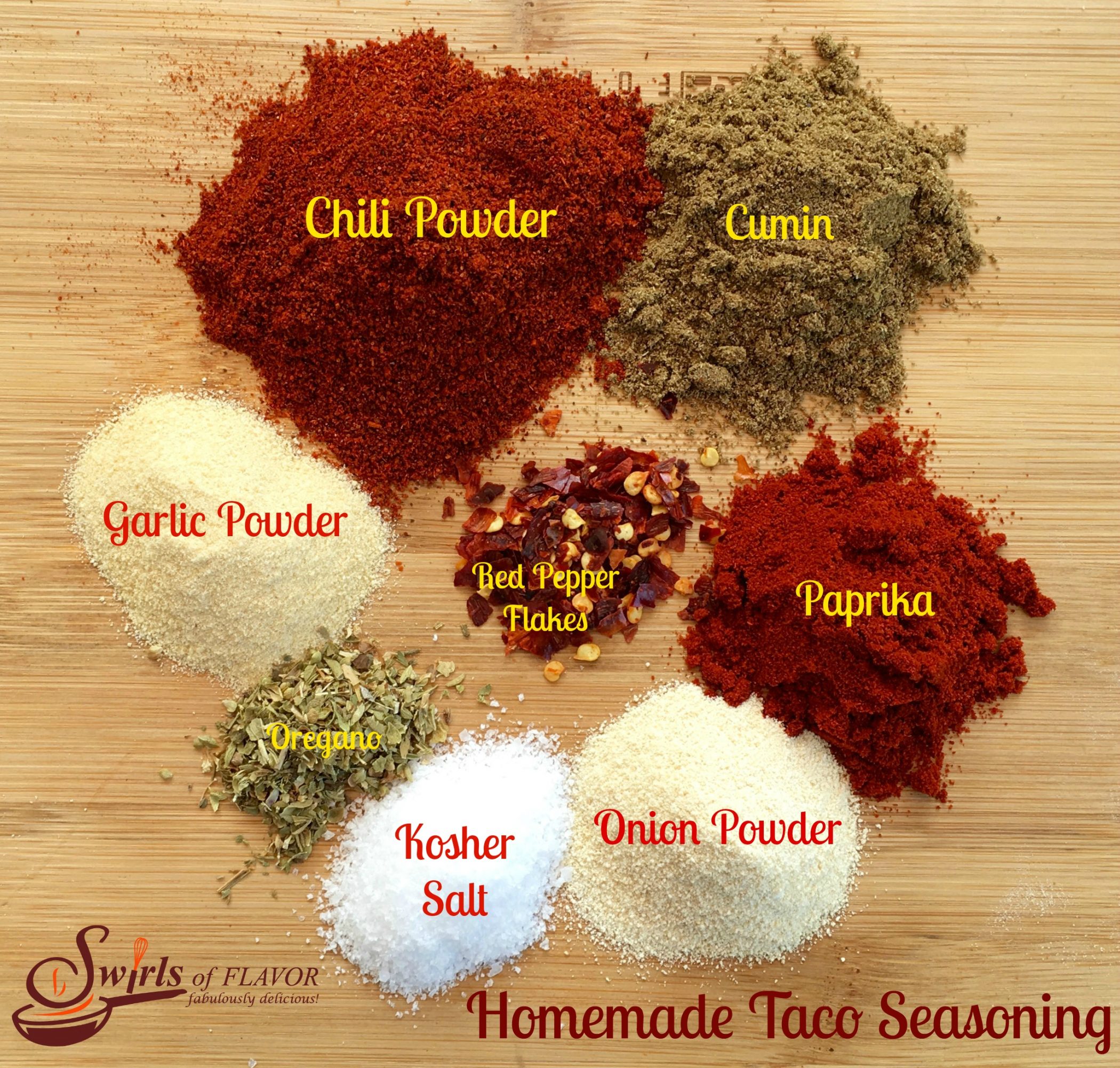 spices in homemade taco seasoning