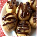 No Bake Chocolate Chip Cookies with chocolate drizzle