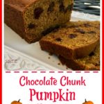 Chocolate Chunk Pumpkin Bread is an easy recipe for a flavorful quick bread that combines pumpkin spice and pumpkin puree to make a moist pumpkin bread.