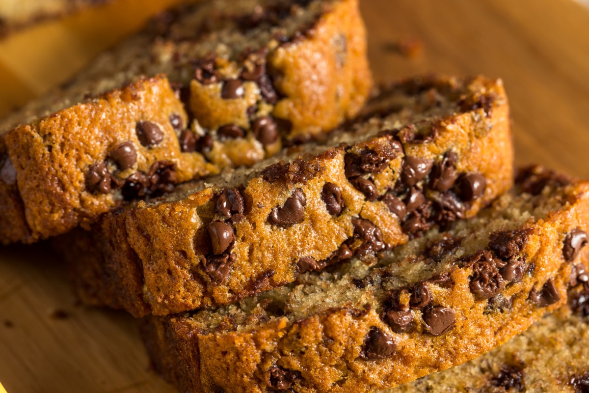 slices of pumpkin bread with chocolate chips
