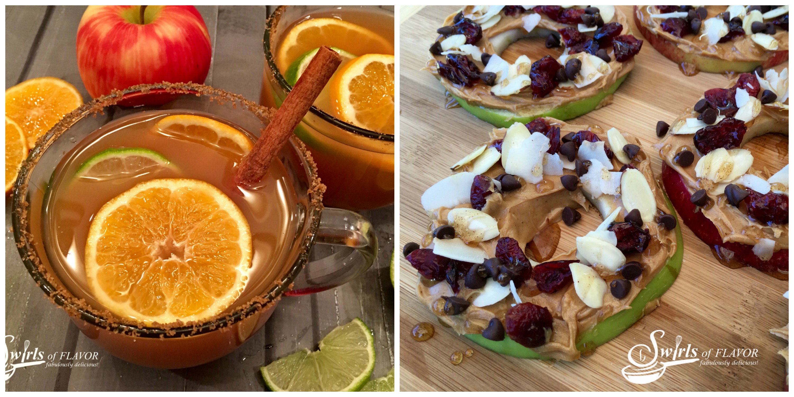 Mulled Apple Cider and Peanut Butter Apple Slices