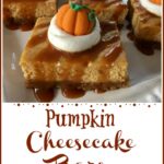 easy pumpkin spice cheesecake dessert bars with text overlay