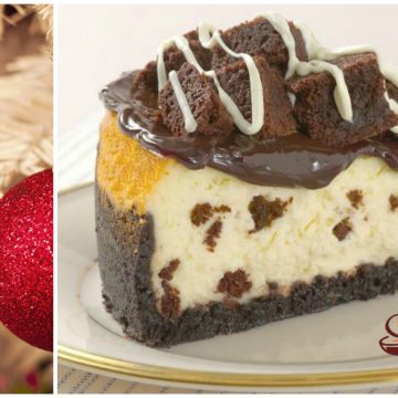 Sure to be a favorite holiday dessert, our Brownie Cheesecake has a dark chocolate crust and creamy cheesecake center flavored with bits of brownies.