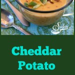 Cheddar Potato Soup is a homemade soup that’s creamy, silky and cheesy with a hint of bacon and a quick and easy recipe to make for dinner! Brimming with fresh vegetables, this homemade soup will be a healthy addition to your weeknight menu. #potato #potatosoup #homemadesoup #soup #cheddarsoup #freshvegetables #easyrecipe #weeknightrecipe #creamysoup #bacon #swirlsofflavor