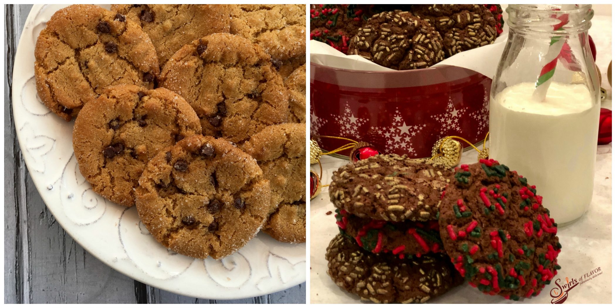 Chocolate Chip Peanut Butter Cookies and Espresso Chocolate Cookies