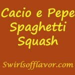Spaghetti squash puts a healthy spin on Cacio e Pepe, the classic Italian recipe known for the simplest of ingredients. Perfect for Meatless Monday or a vegetable side dish! spaghetti | vegetarian | squash | easy recipe | dinner | #swirlsofflavor