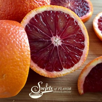 The blood orange, a member of the citrus family, is both beautiful in color and delicious in flavor. With it's raspberry-citrus notes and deep red color, the blood orange adds a refreshing flavor and brightens up recipes. Let's learn All About Blood Oranges! #allaboutbloodoranges #citrus #bloodorangenutrition #bloodorangebenefits #bloodorangerecipes #swirlsofflavor