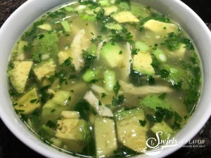 The fresh clean flavors of garlic, fresh ginger and lime and the buttery creaminess of chunks of avocados come together to create Avocado Lime Chicken Soup, a new comfort soup favorite!  Chicken Soup just got a facelift! #Soup |#Avocado #Chicken #ChickenSoup #Under 30Minutes |#homemade #homemadesoup #easyrecipe #swirlsofflavor