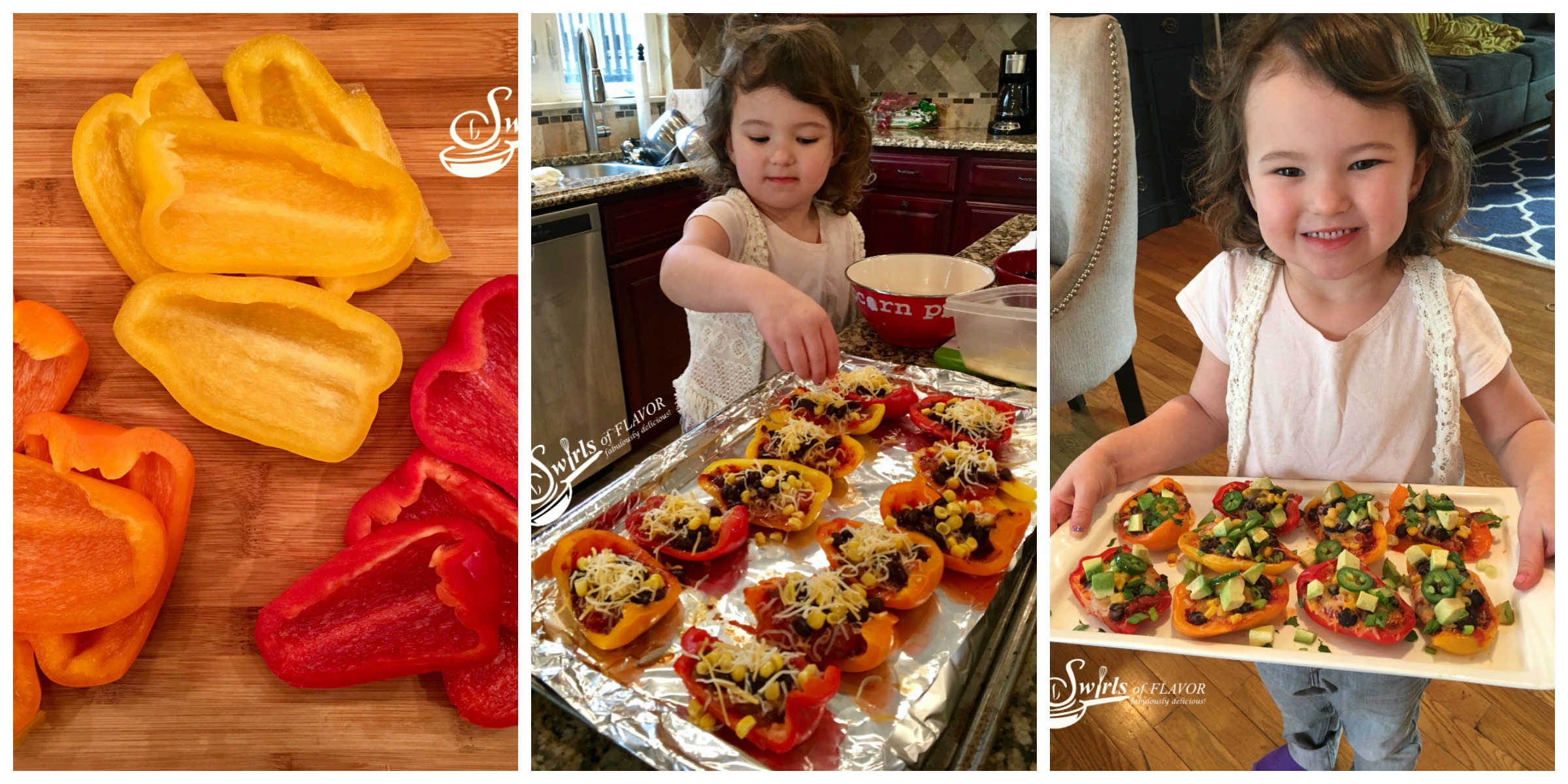 Cheesy, spicy Nacho Stuffed Peppers are seasoned with taco seasoning and brimming with salsa, black beans, corn, avocado, jalapeno and cheesy goodness! Nachos | appetizer | nachos | low fat | gluten free | cheese | stuffed peppers