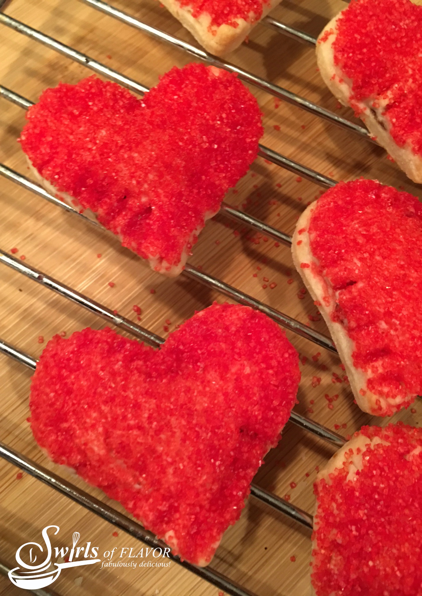 Nutella Pie Crust hearts on a baking rack