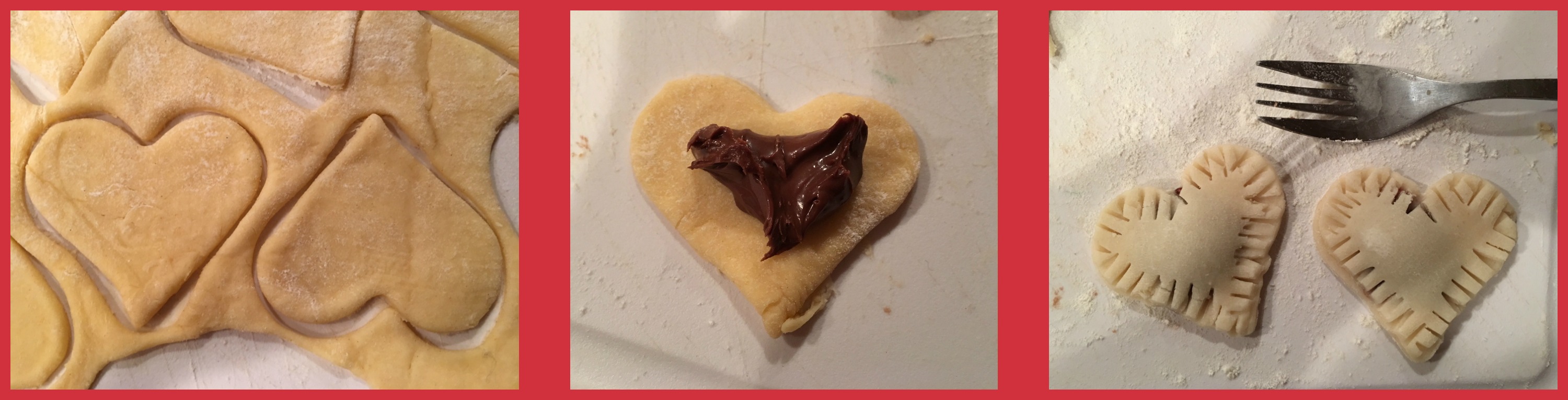 Step by step photos to make nutella stuffed cookies