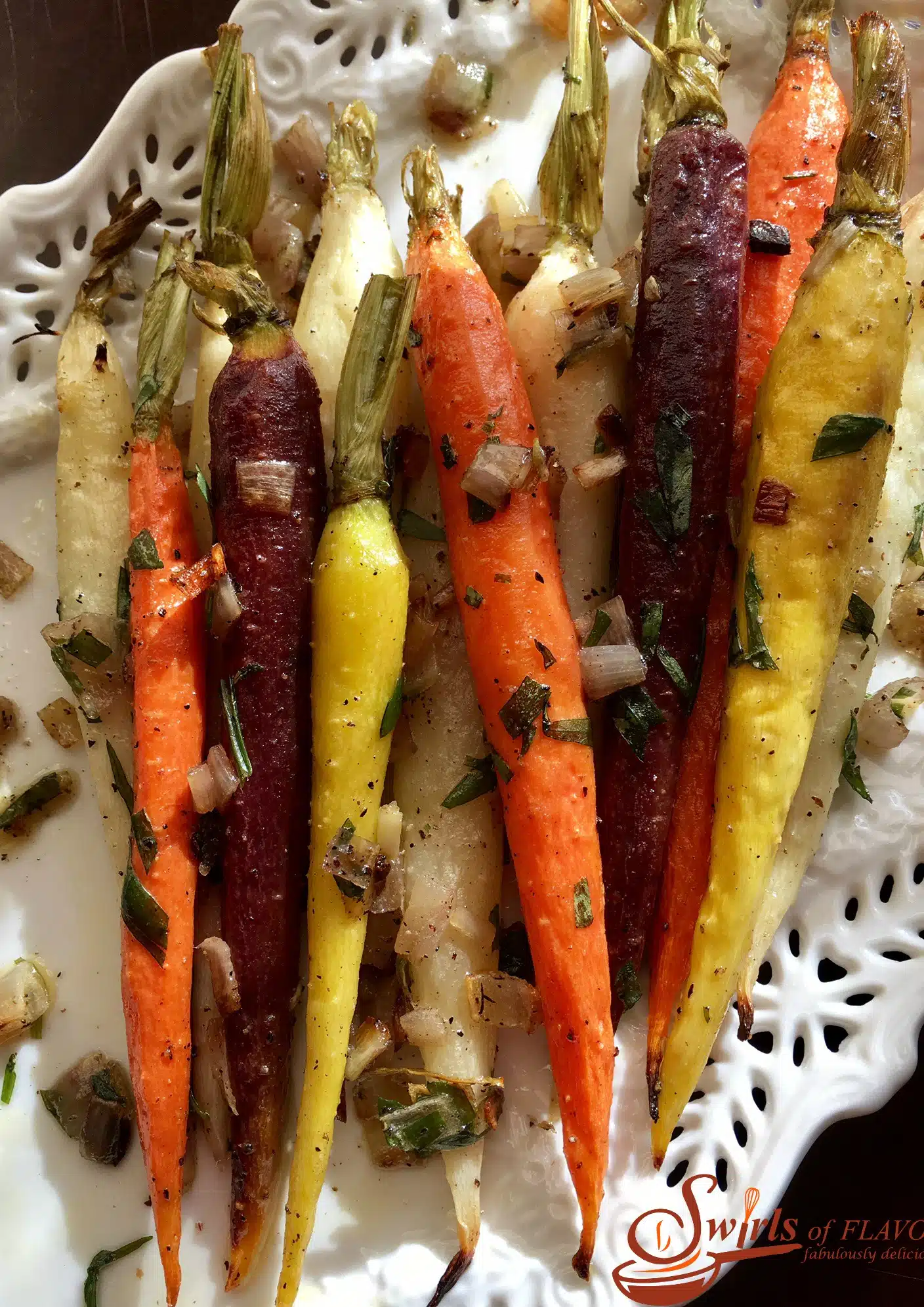 close up of tarragon carrots