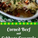 Corned Beef and Cabbage Casserole combines all the flavors of your St. Patrick's Day dinner in one dish. Cabbage, carrots and sweet onions sauteed in a Guinness reduction are layered with cheddar and potato filled pierogies, corned beef and aged Irish cheddar cheese. #cornedbeef #cabbage #cornedbeefandcabbage #casserole #dinner #irish #stpatricksday #easyrecipe #dinner #swirlsofflavor
