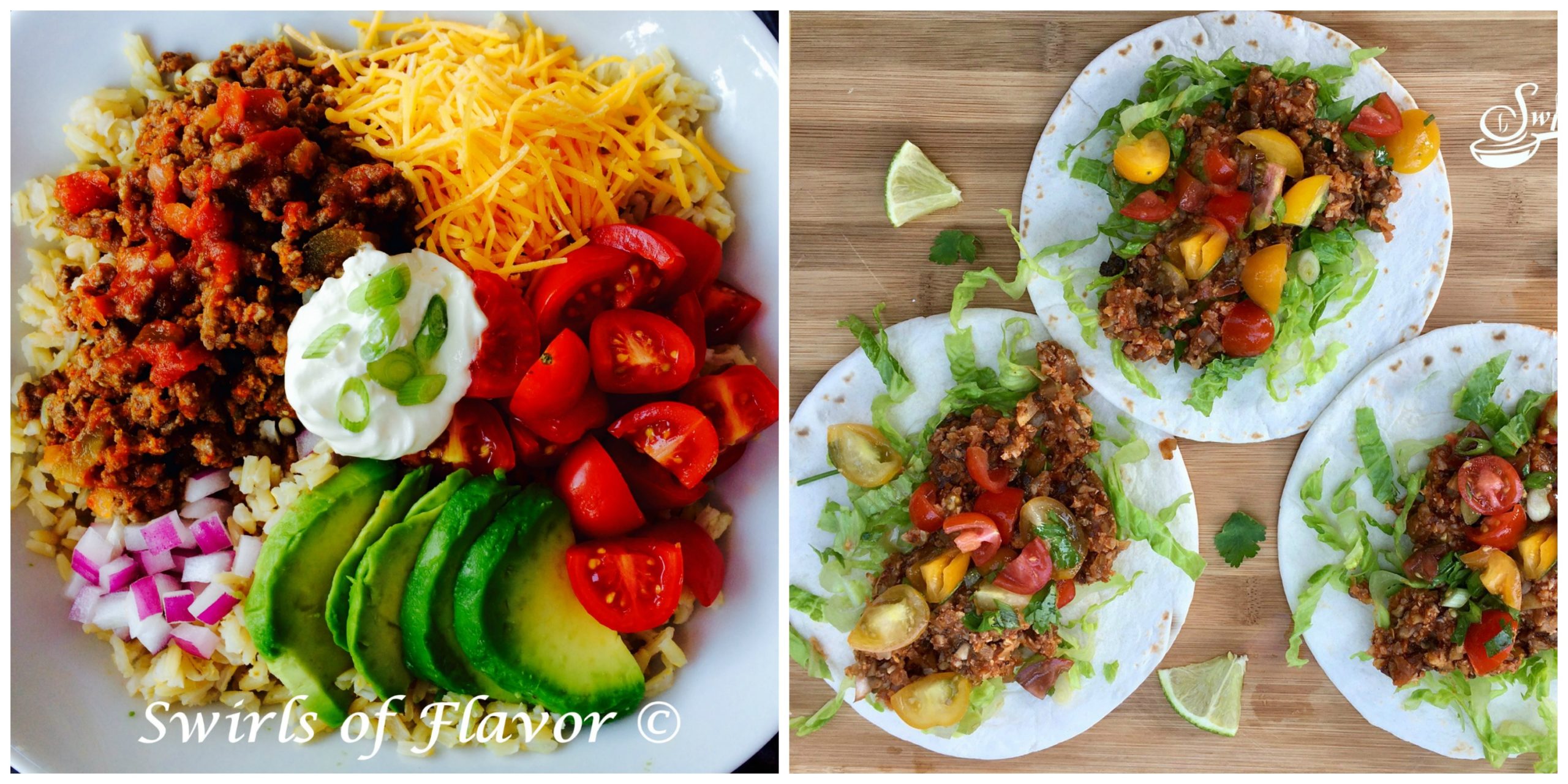 Taco Bowl and Cauliflower Tacos