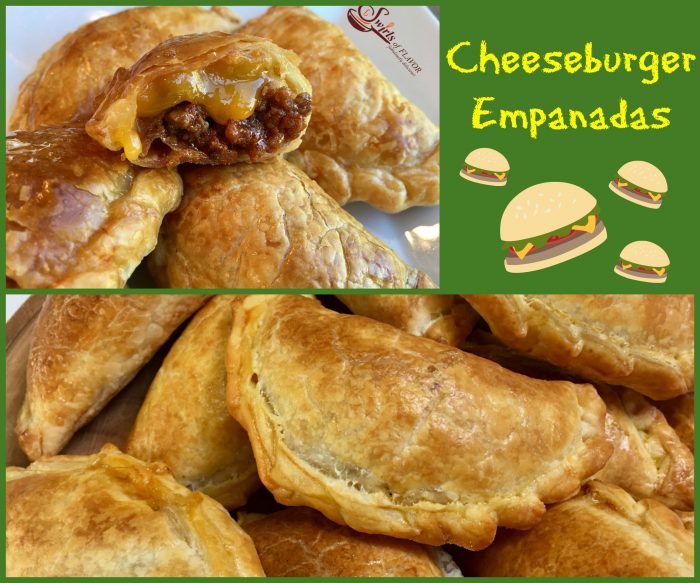 Cheeseburger Empanadas are bursting with a ground beef, ketchup and cheese filling, making them the perfect kid friendly snack!  cheeseburger | empanadas | ground beef | cheese | kid friendly | snack | appetizer | Cinco de Mayo | easy recipe | oven baked | #swirlsofflavor