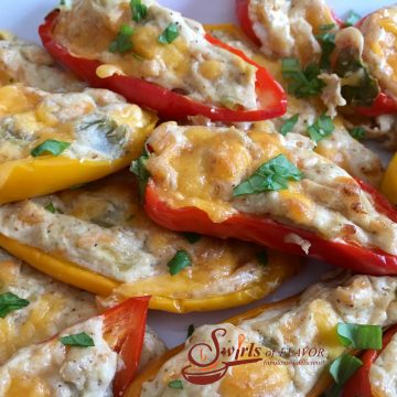 Sweet Pepper Jalapeno Poppers have a creamy jalapeno filling bursting with cheesiness and spice! They're perfection in every bite! jalapeno | poppers | jalapeno poppers |sweet peppers | peppers | jalapeno | appetizer | Cinco de Mayo | cheese
