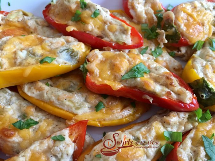 Sweet Pepper Jalapeno Poppers have a creamy jalapeno filling bursting with cheesiness and spice! They're perfection in every bite! jalapeno | poppers | jalapeno poppers |sweet peppers | peppers | jalapeno | appetizer | Cinco de Mayo | cheese