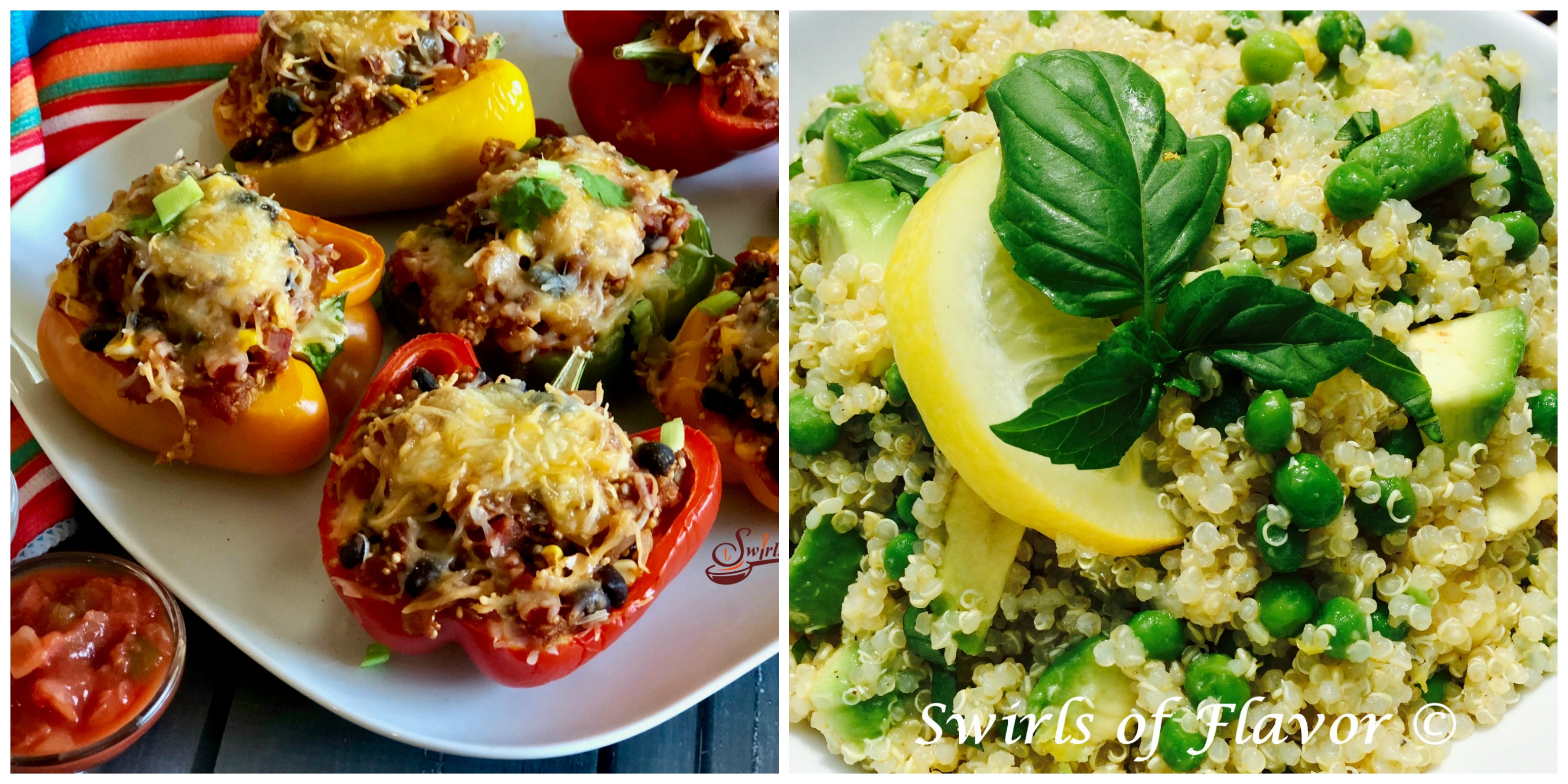 Quinoa Stuffed Peppers and Avocado Quinoa