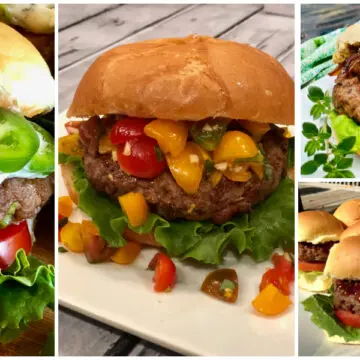 collage of four homemade burger recipes