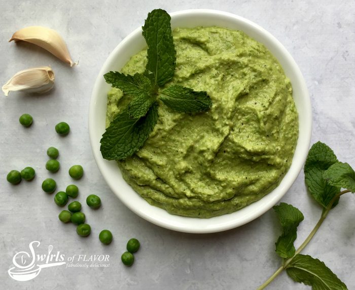 The delicate hint of mint in Fresh Mint Spring Pea Pesto is a welcome addition to this twist on pesto and a reminder of a season of new beginnings! pesto | spring pea | mint | fresh mint | pesto | Meatless monday | dinner | pasta