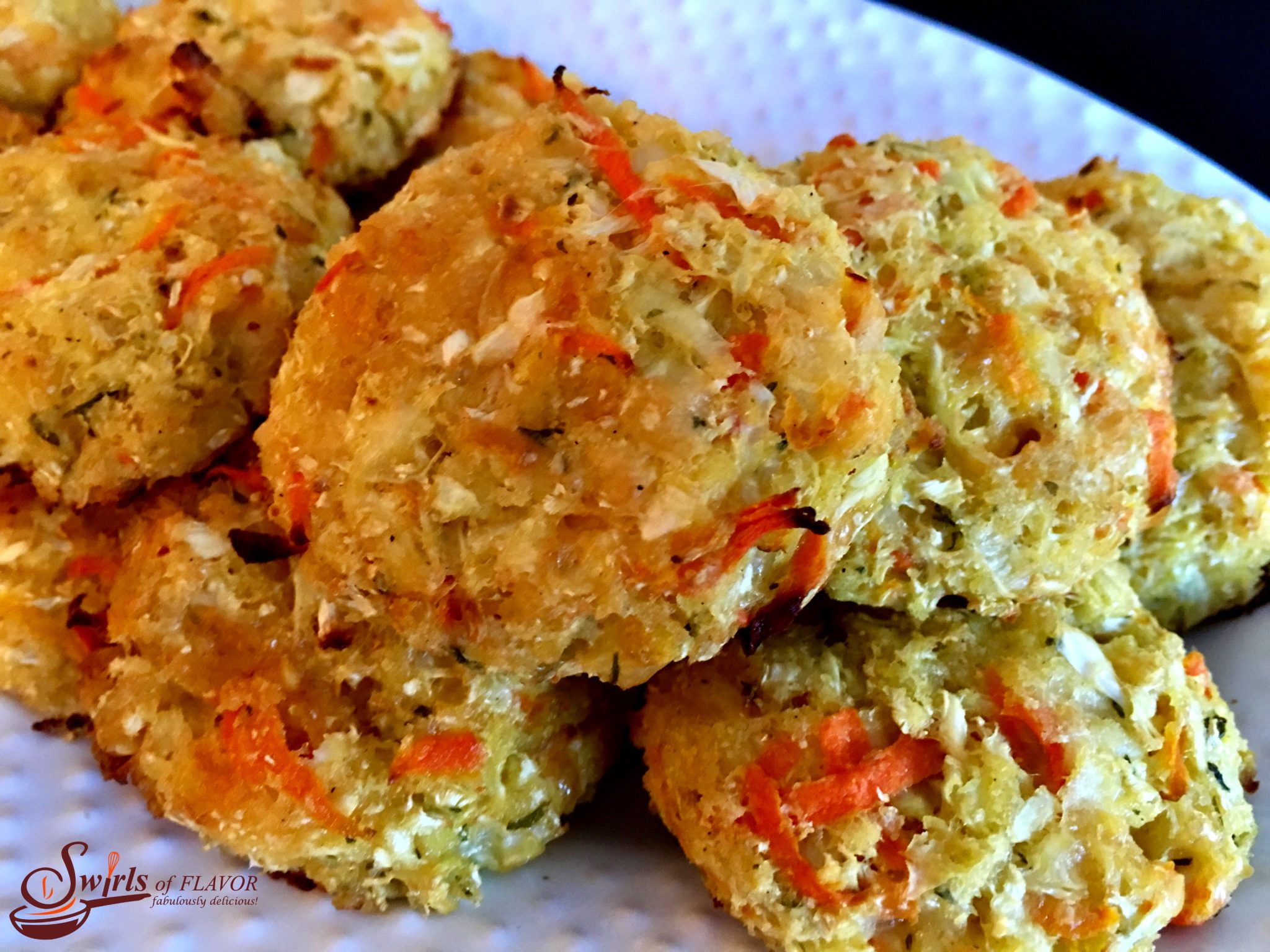 Three Cheese Cauliflower Rice Patties Swirls of Flavor