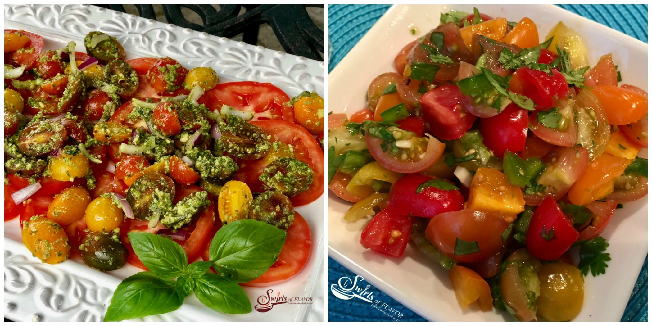 Tomato Pesto Salad and Heirloom Tomato Salsa