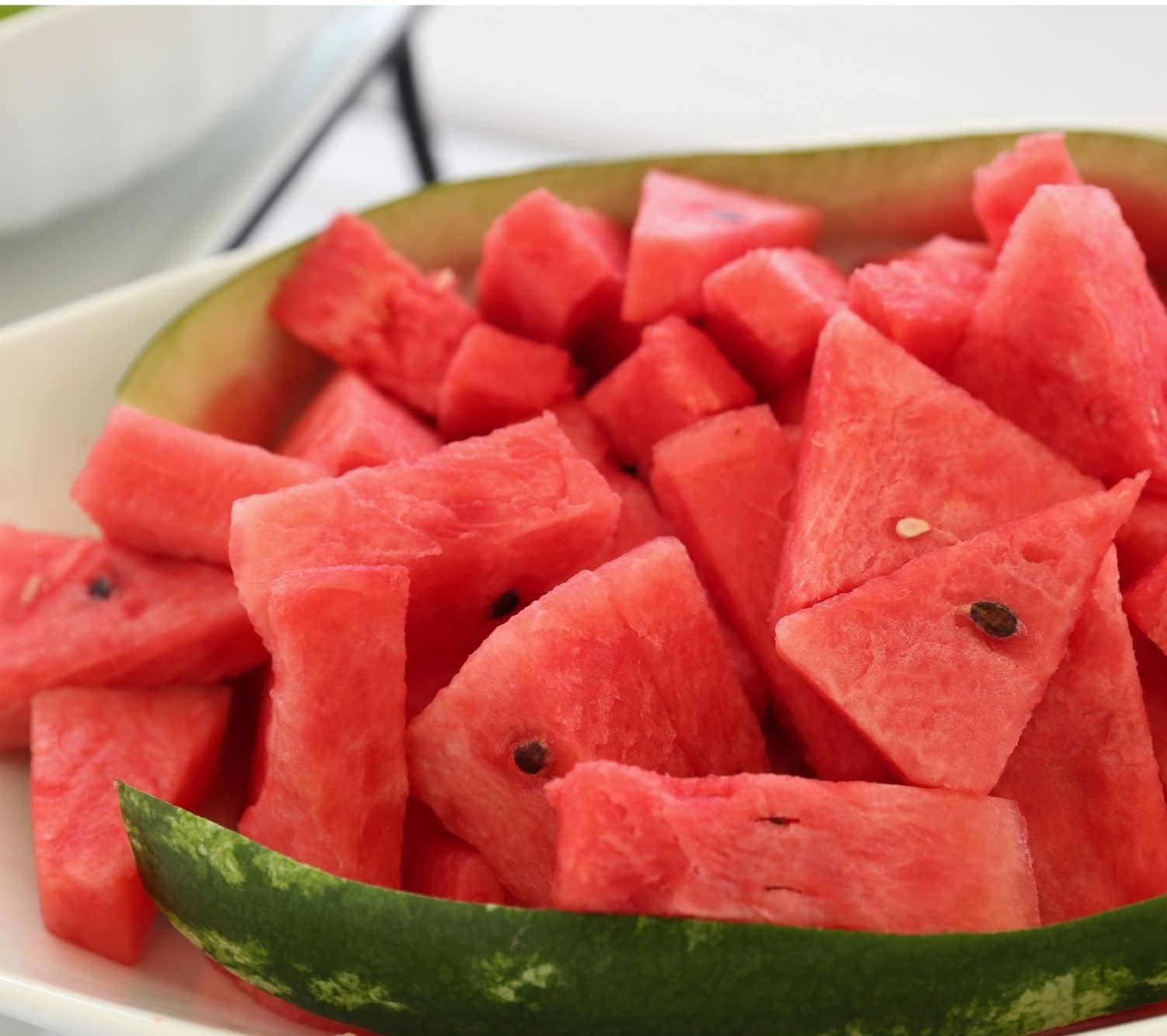 bowl of cut up watermelon