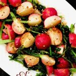 Sesame Ginger Radishes are gently sauteed in a buttery garlic ginger mixture and finished with a drizzle of toasted sesame oil for a tasty summer side dish!