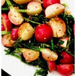 Sesame Ginger Radishes are gently sauteed in a buttery garlic ginger mixture and finished with a drizzle of toasted sesame oil for a tasty summer side dish!