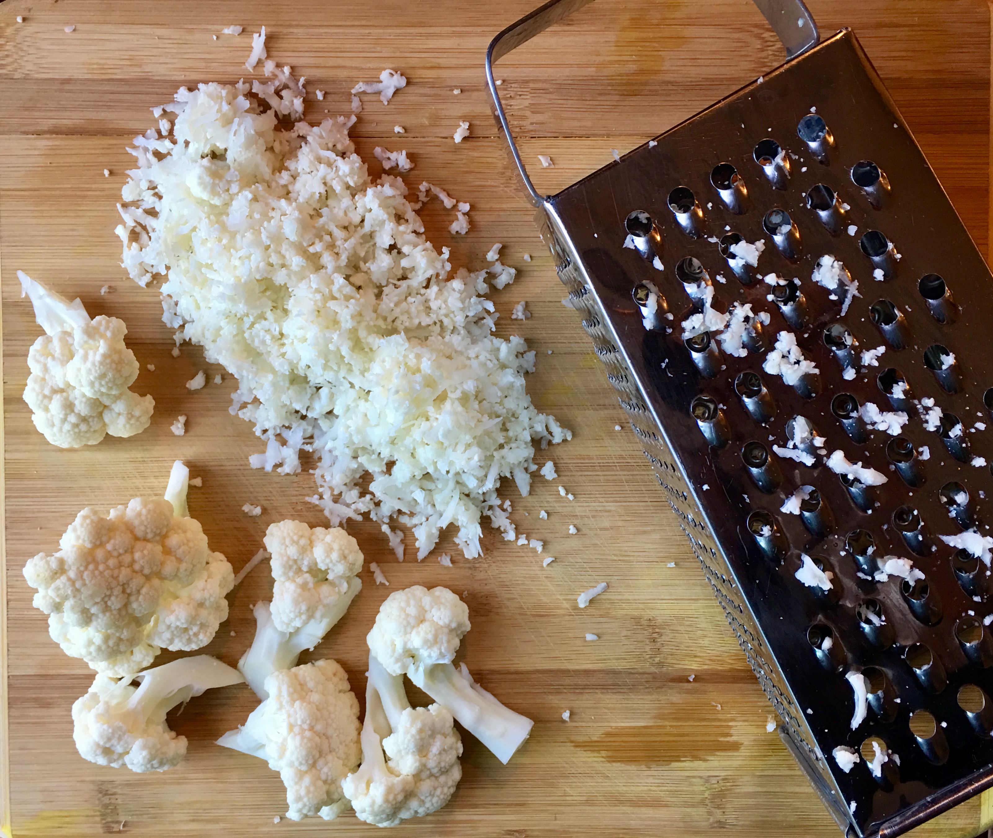 Cauliflower Rice is easy to make at home with a box grater!