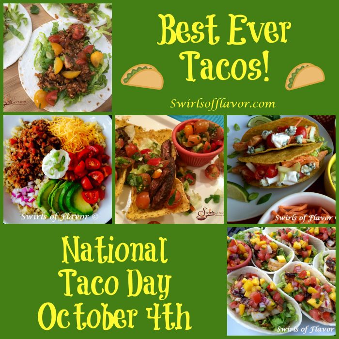 It's National Taco Day! Mke them meatless tacos, chicken tacos, beef tacos, fish tacos or even a taco rice bowl. Any taco recipe you make will be bursting with flavor! tacos | chicken | skirt steak | fish | soft taco shells | taco boats | hard taco shells | dinner | meatless | vegetarian