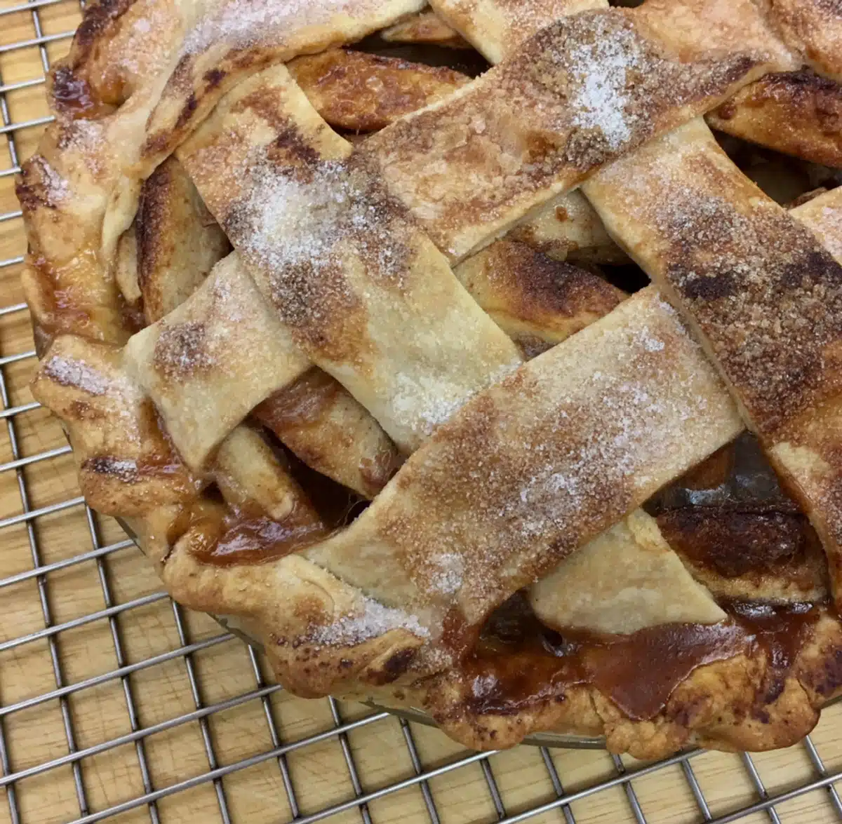 corner of homemade apple pie