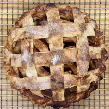 lattice apple pie with cheddar cheese