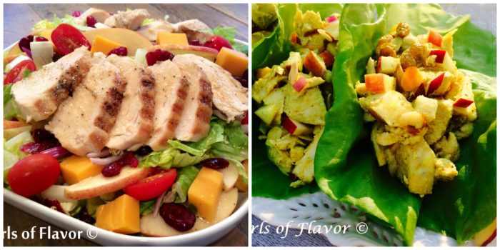 Apple Cheddar Salad and Chicken Lettuce Wraps