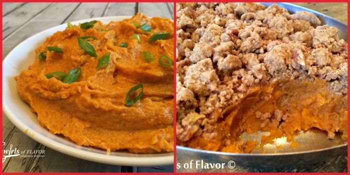 Everyone loves sweet potatoes especially when they're topped with a sweet pecan crumb or extra creamy with a hint of spice!