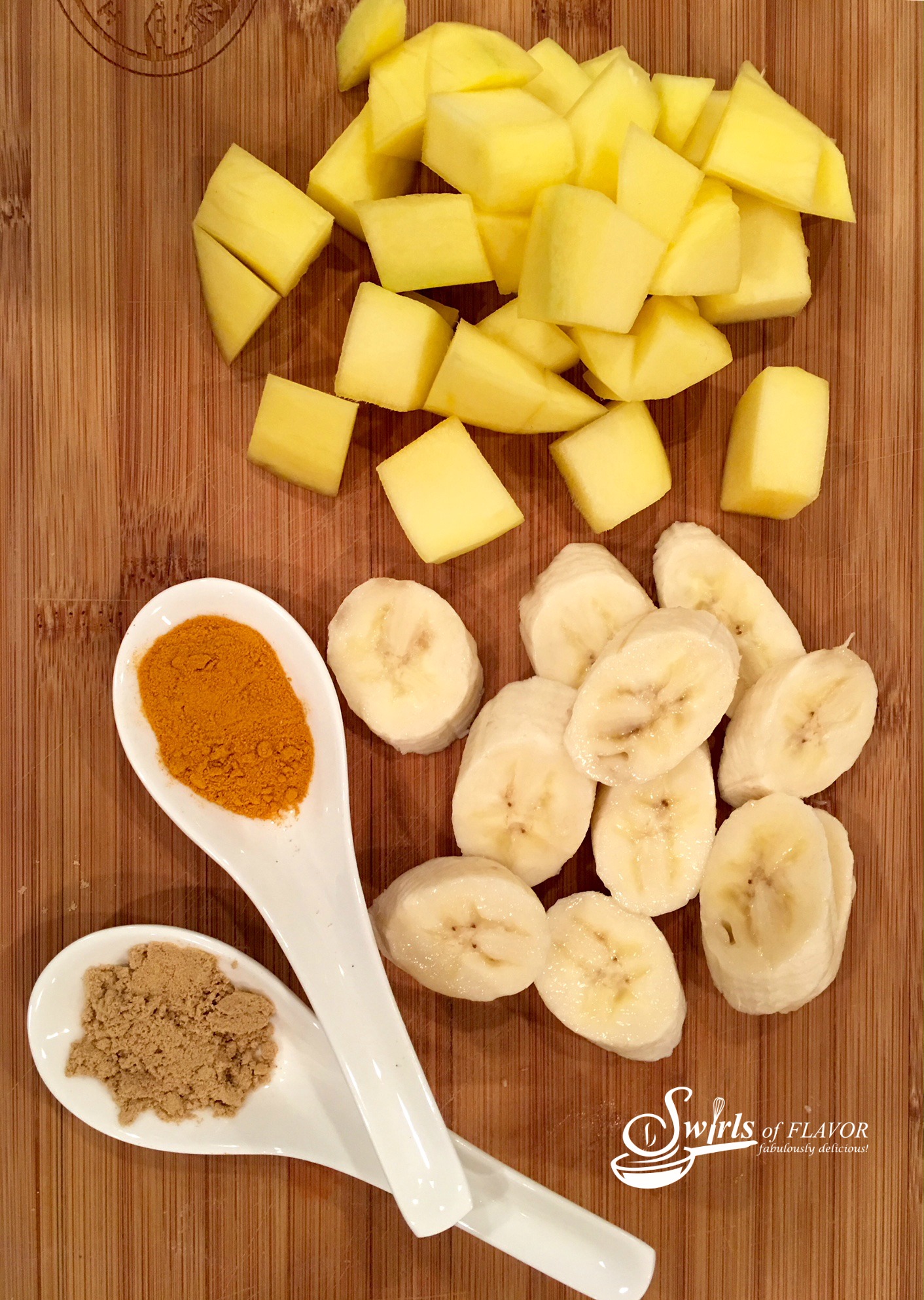 mango, banana, ground turmeric and ground ginger