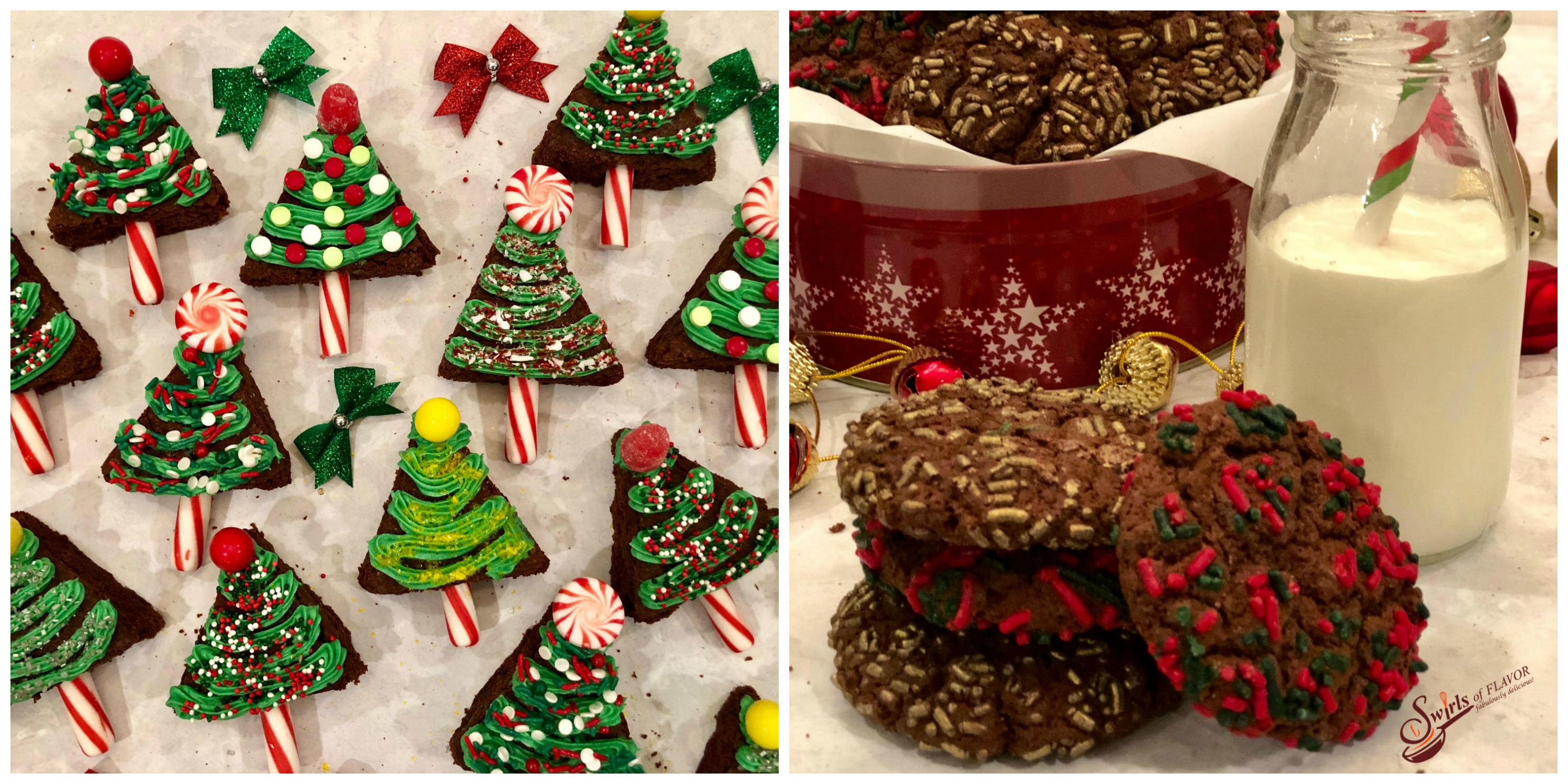 christmas Tree Brownies and Double Chocolate Cookies