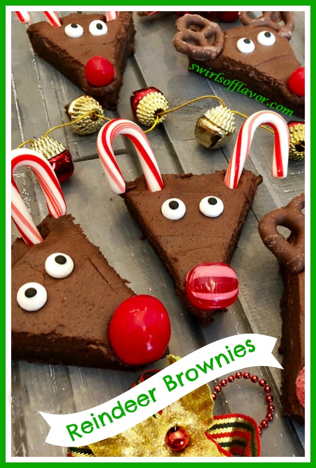 Christmas Reindeer Brownies - Swirls of Flavor