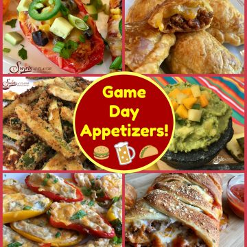 The playoffs are here and the Super Bowl is right around the corner. Time for some lip-smackin' game-watching snacks like Jalapeno Poppers, Pizza Bread, Nachos, Guacamole and Zucchini Fries! Super Bowl | pizza | pizza bread | guacamole | cheeseburger | empanadas | baked fries | zucchini fries | appetizers | snacks | recipe