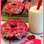 Red Velvet Donuts with milk