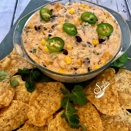 black bean and corn dip with ranch dressing Loaded Southwest Cream Cheese Dip