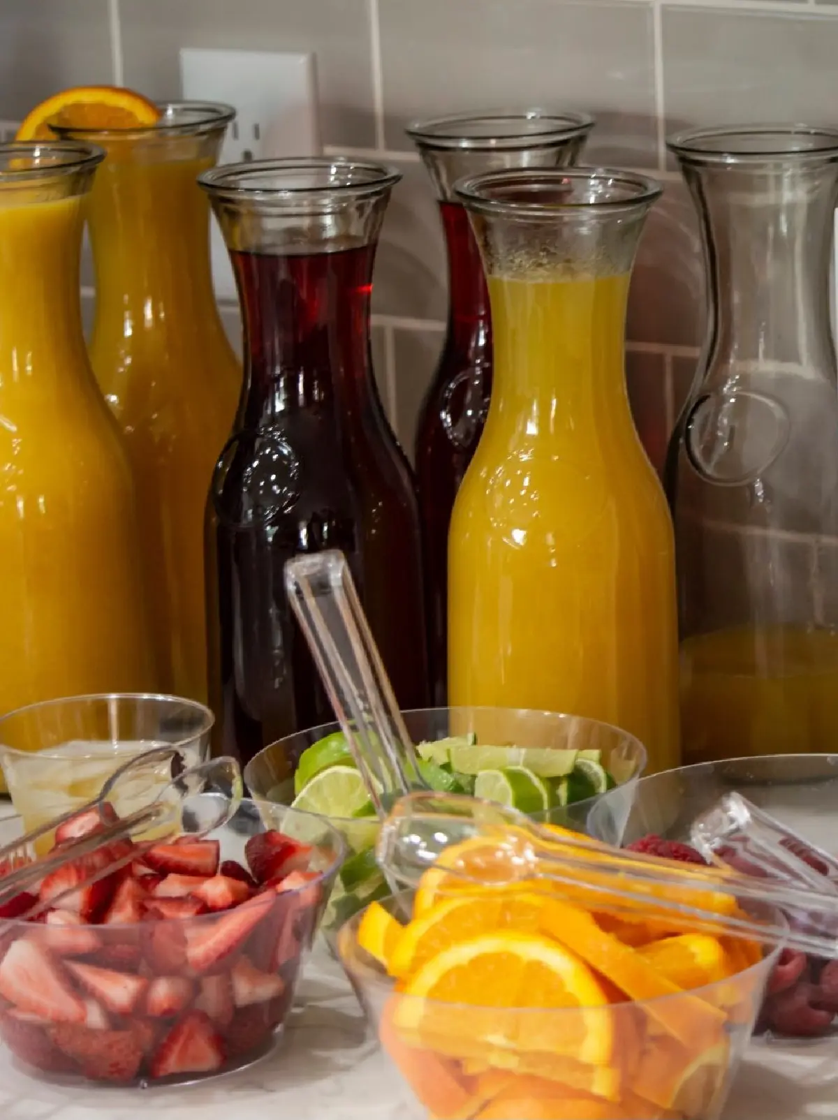 DIY mimosa bar juices and fruits