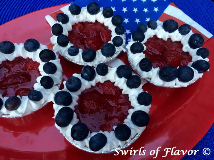 mini red white and blue berry pies