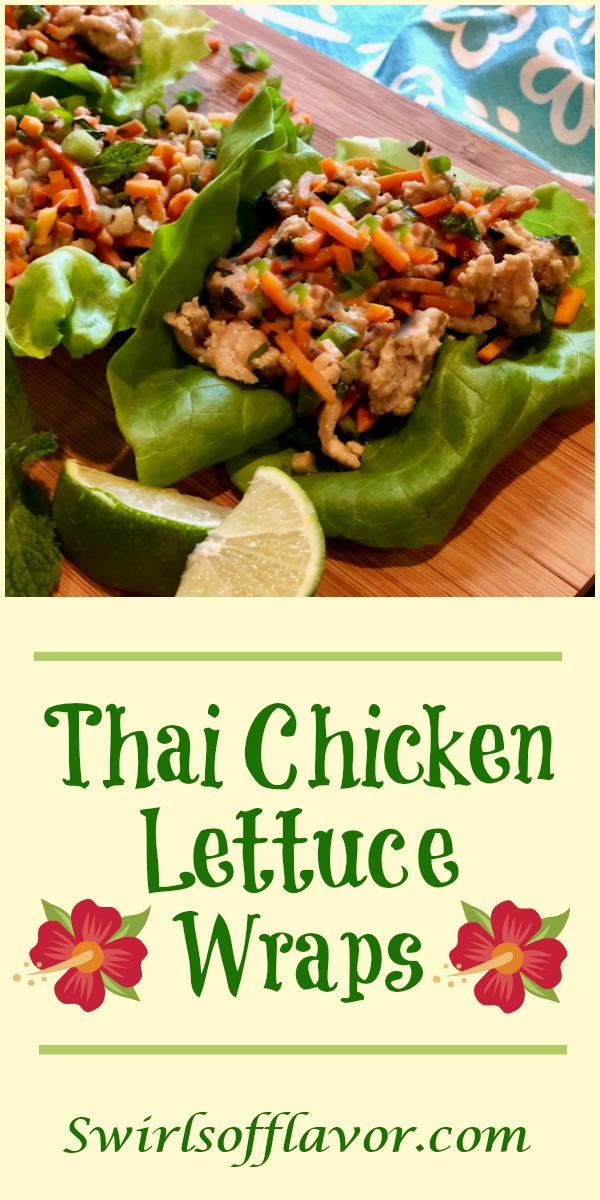 Thai Chicken Lettuce Wraps is an easy dinner recipe bursting with fresh ginger, garlic and Thai basil, that cooks on the stove top and is served in buttery lettuce leaves with a drizzle of fresh lime. chicken | ground chicken | dinner | salad | summer recipe | #swirlsofflavor
